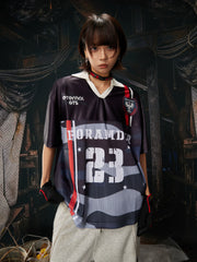 Number Print Contrast Jersey Tee