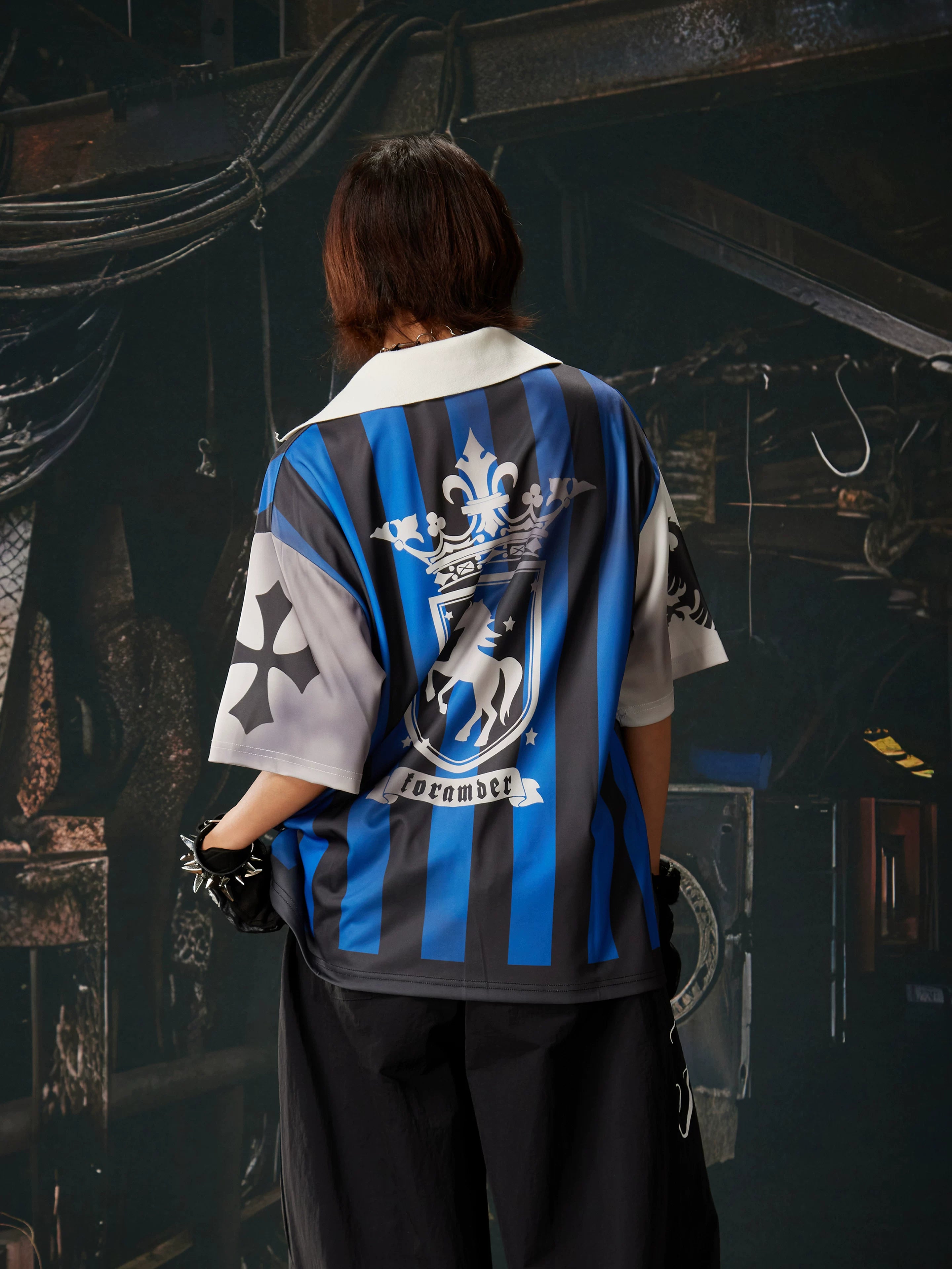 Blue Black Stripe Jersey Tee