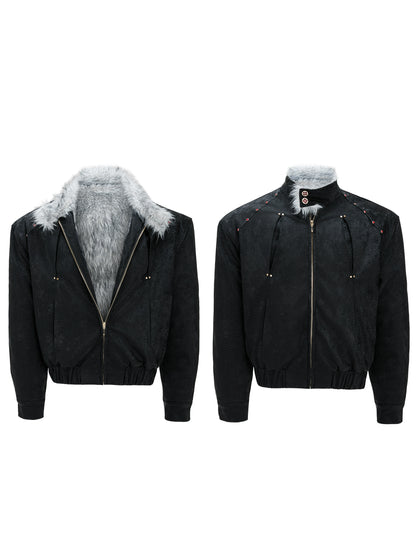 【25s Nov.】"Snowy Silver Fox" Plush Leather Jacket (No Hood)