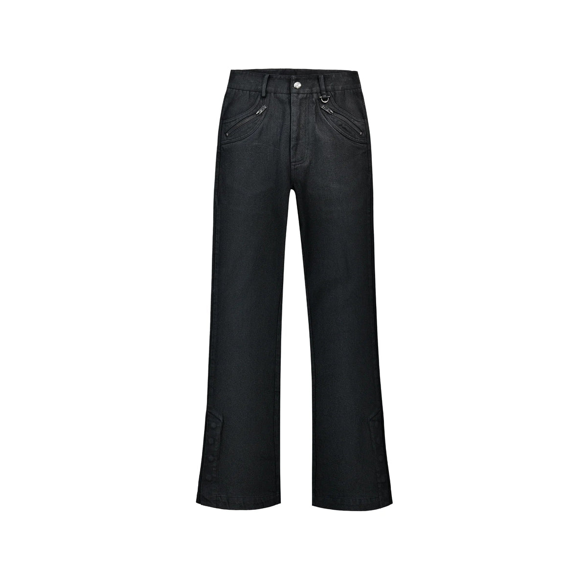Waxed Black Flared Jeans