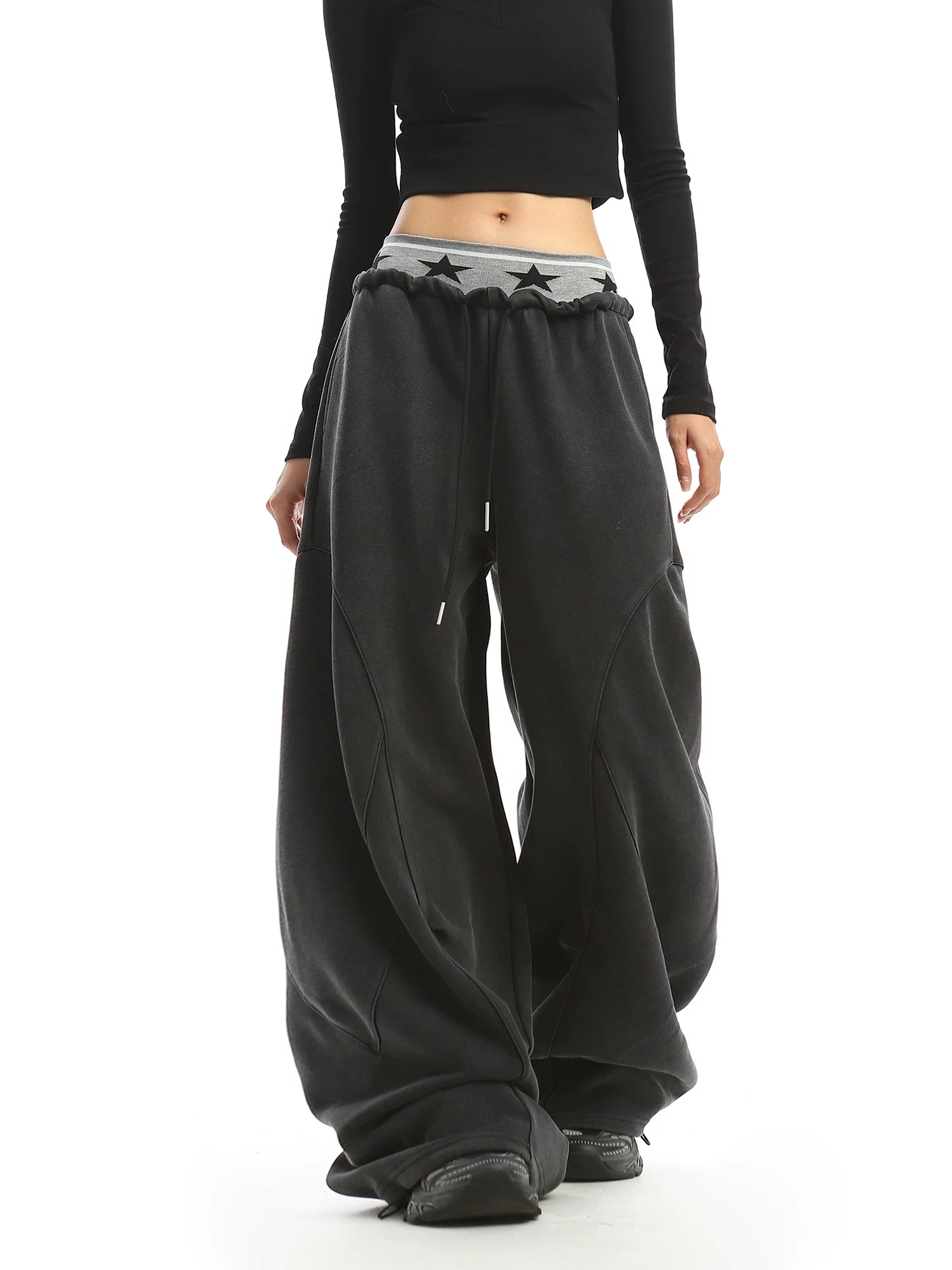 【26s Apr.】Double Waist Washed Fleece Wide-Leg Sweatpants