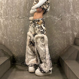 【25s Nov.】Leopard Print Plush Patchwork Jeans