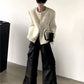 【25s Jul.】White Tweed Collarless Shoulder-Pad Jacket