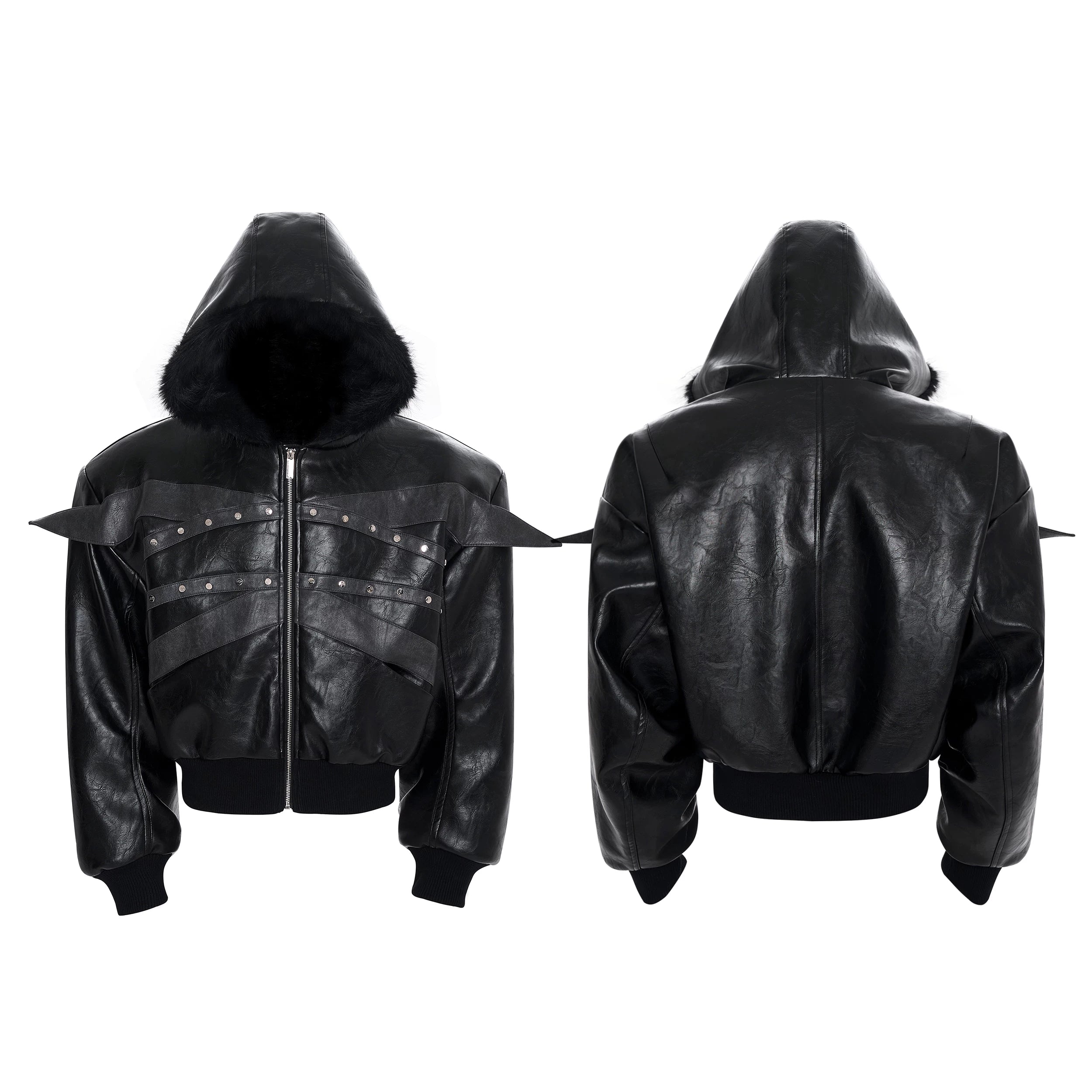 Deconstructed Silhouette Cropped Fur Collar Jacket