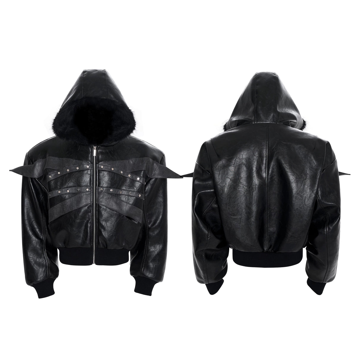 Deconstructed Silhouette Cropped Fur Collar Jacket