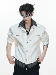 26s Feb.】Striped Faux-Layer Short Jacket