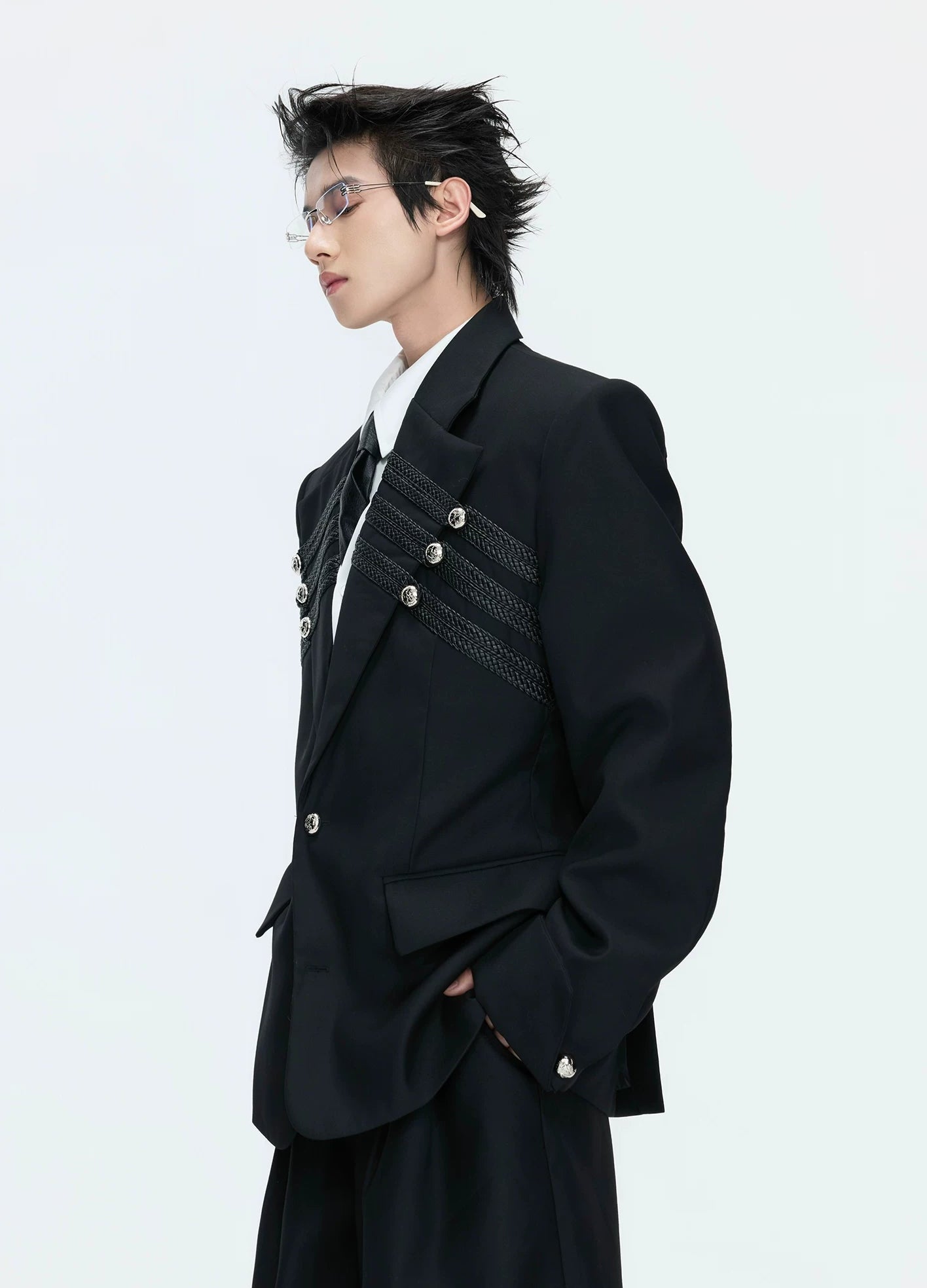 【26s Apr.】Silver Detail Double-Breasted Tailored Suit Set