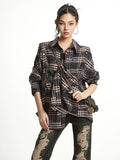 【25s Sep.】Zip-Up Hollow Plaid Loose Shirt