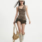 【25s Aug.】Leopard Metallic Flower Twist Camisole
