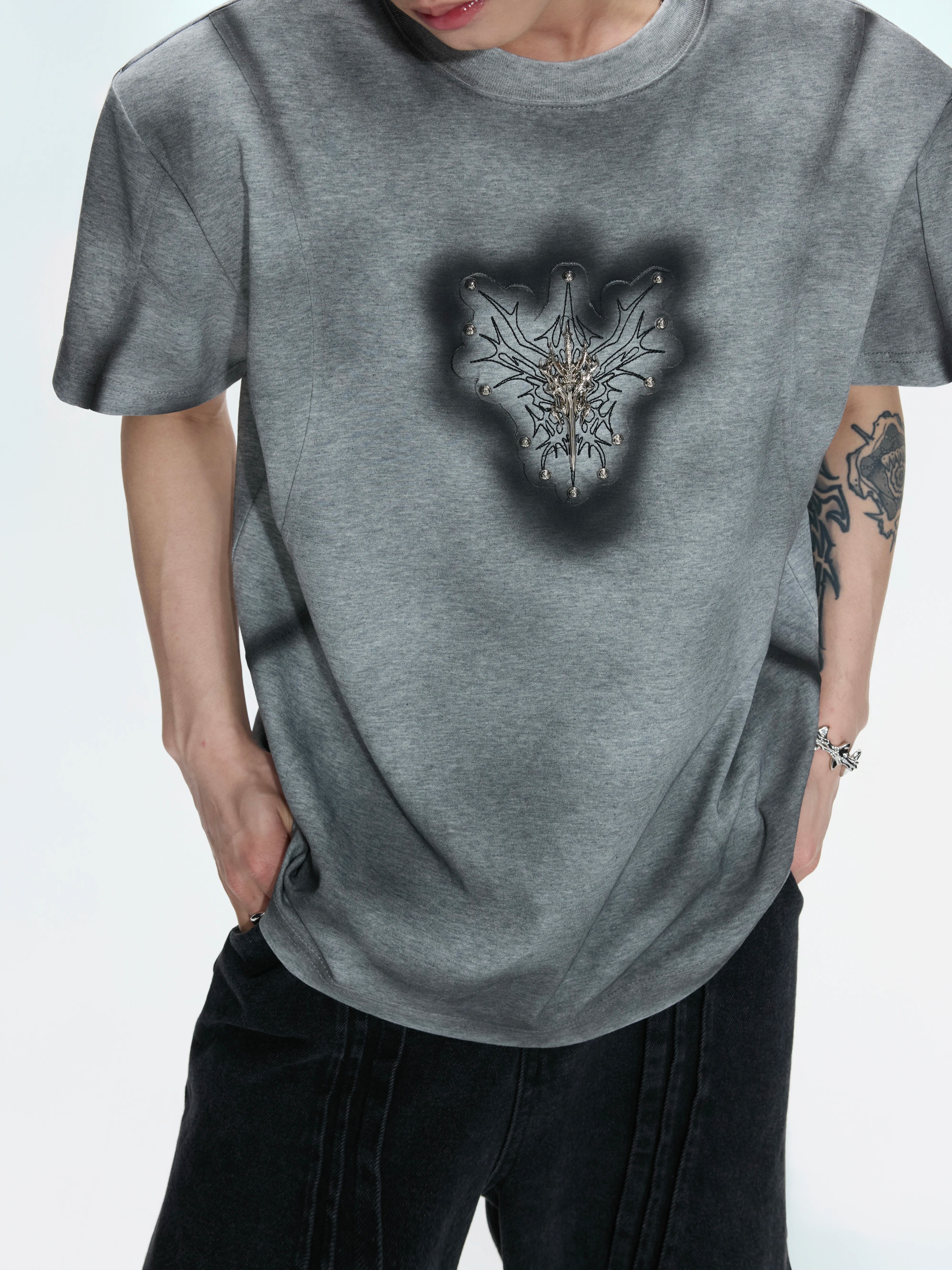 Hand-Painted Gradient Shoulder Tee