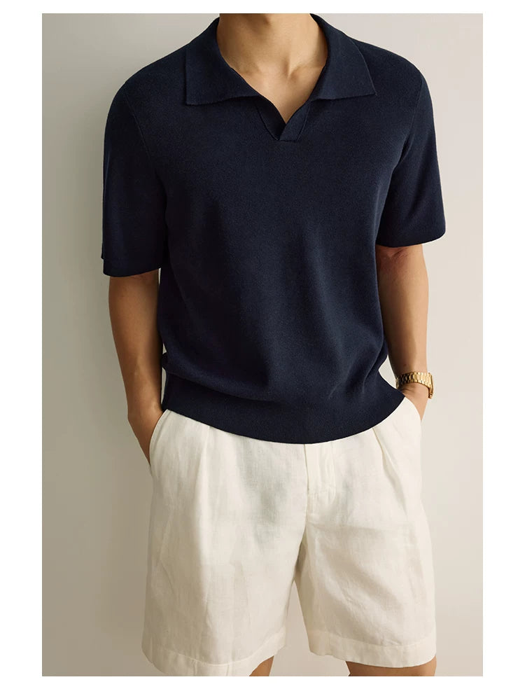 Ice Silk Knit Polo Shirt