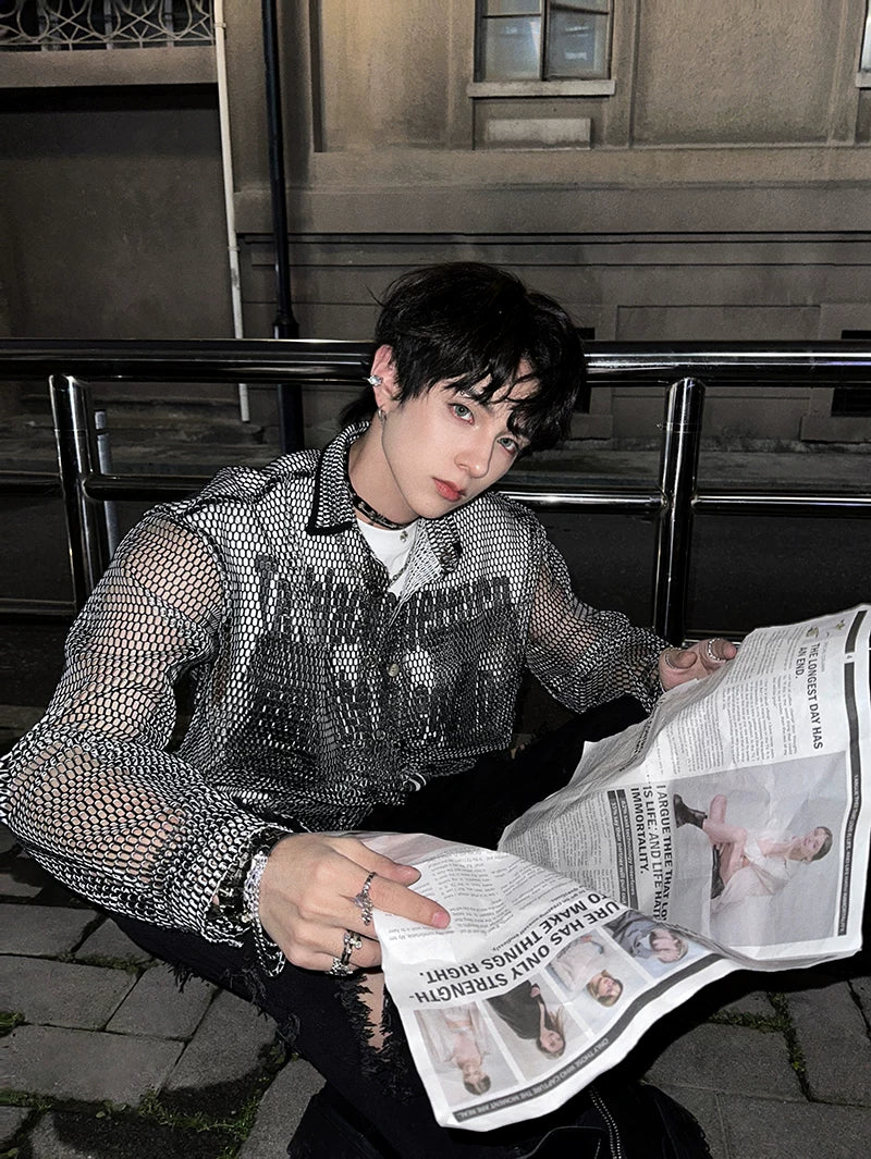 【26s Jan.】Sheer Mesh Korean-Style Casual Shirt