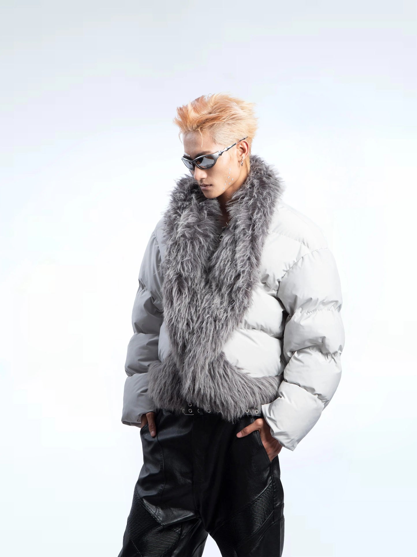 【25s Feb.】Fur Collar Stitching High-end Short Cotton Jacket