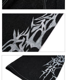 【25s Oct.】Hand-painted Thorn Leopard Print Double Waistband Jeans