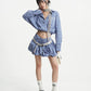 【25s Aug.】Plaid Cropped Shirt & Puff High-Waisted Skirt Set