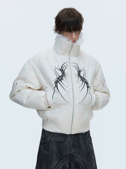 【26s Jan.】Embroidered Spine Rivet Cotton Coat