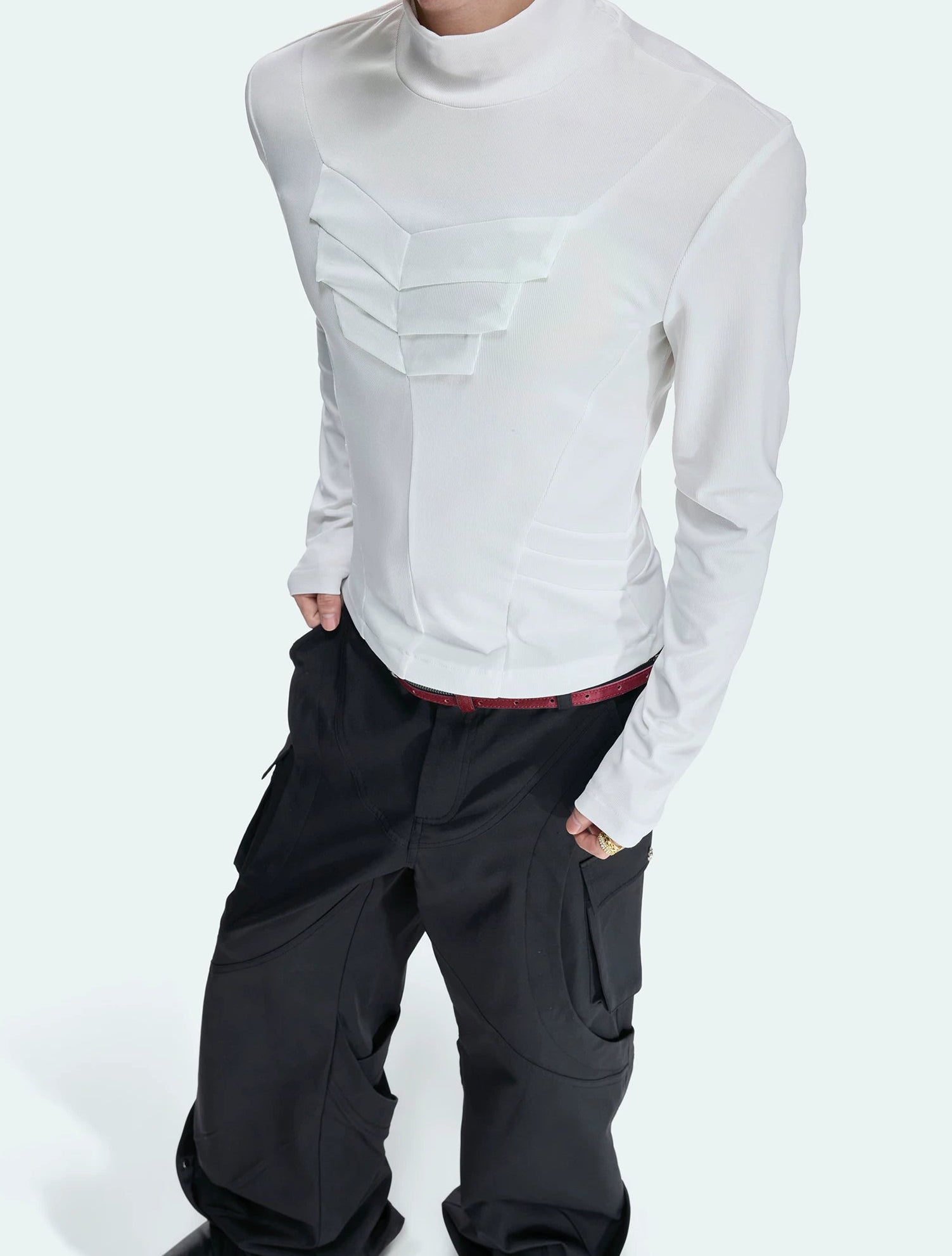 Sculpted Mock Neck Long Sleeve Tee