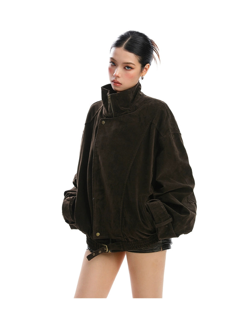 【25s Nov.】Suede Deconstructed Stand-up Collar Coat