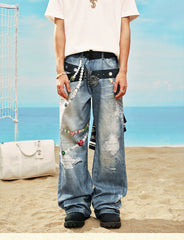 【25s Jul.】3D Printed Trendy Straight-Cut Denim Jeans