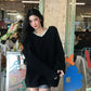 【24s Dec.】Bow Lace Loose Backless Sweater