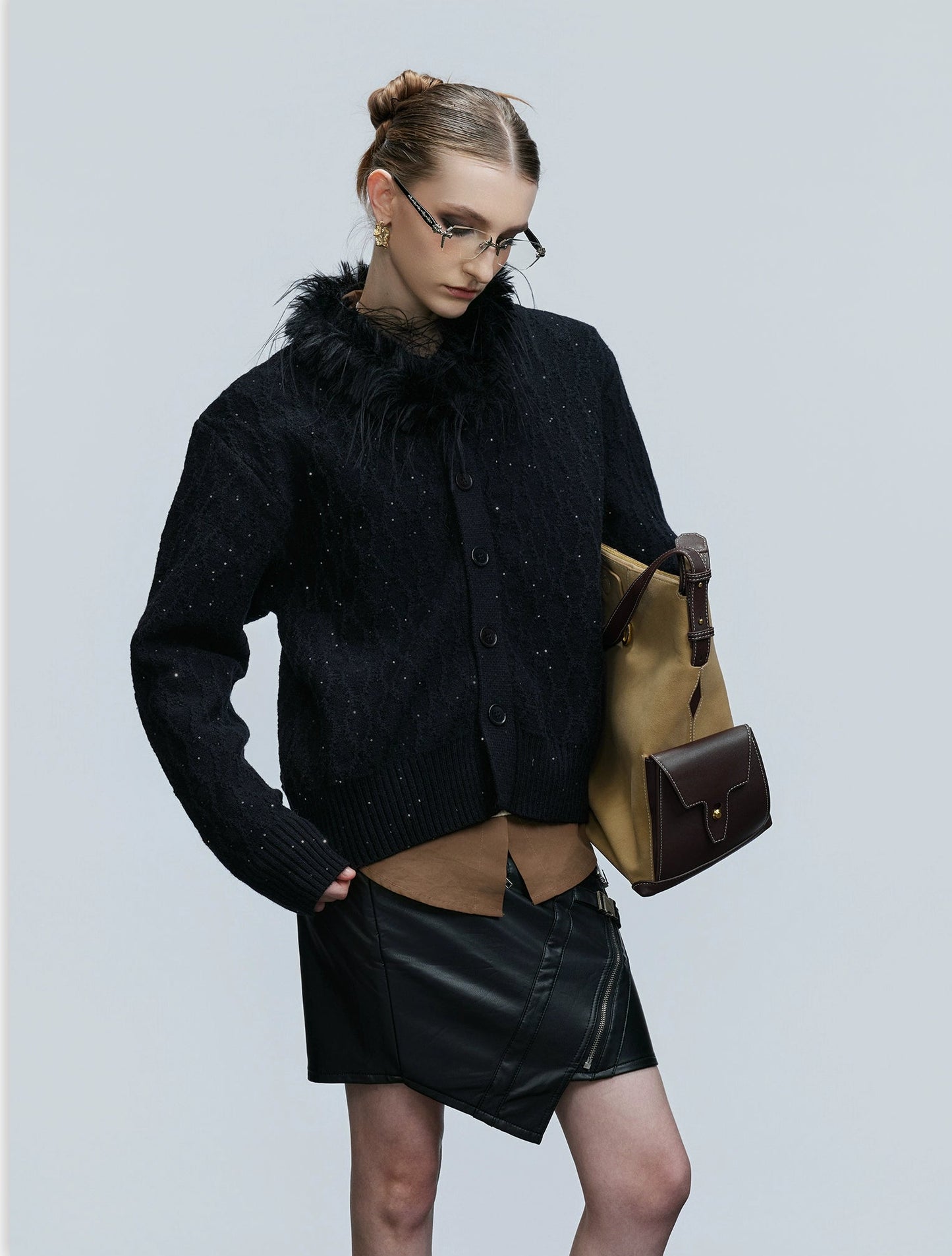 【25s Nov.】Fine Glitter Textured Cable Knit Sweater