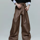 【25s Oct.】High-rise Smooth Fabric Pleated Trousers