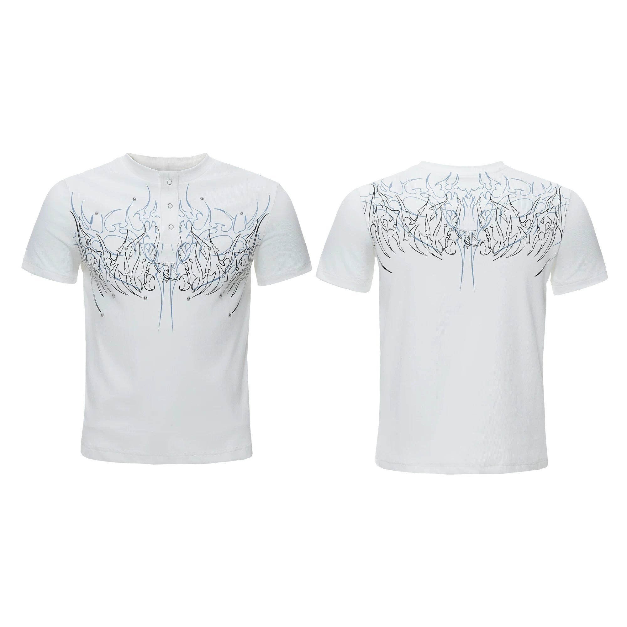 Gothic Flame Studded Slim Tee