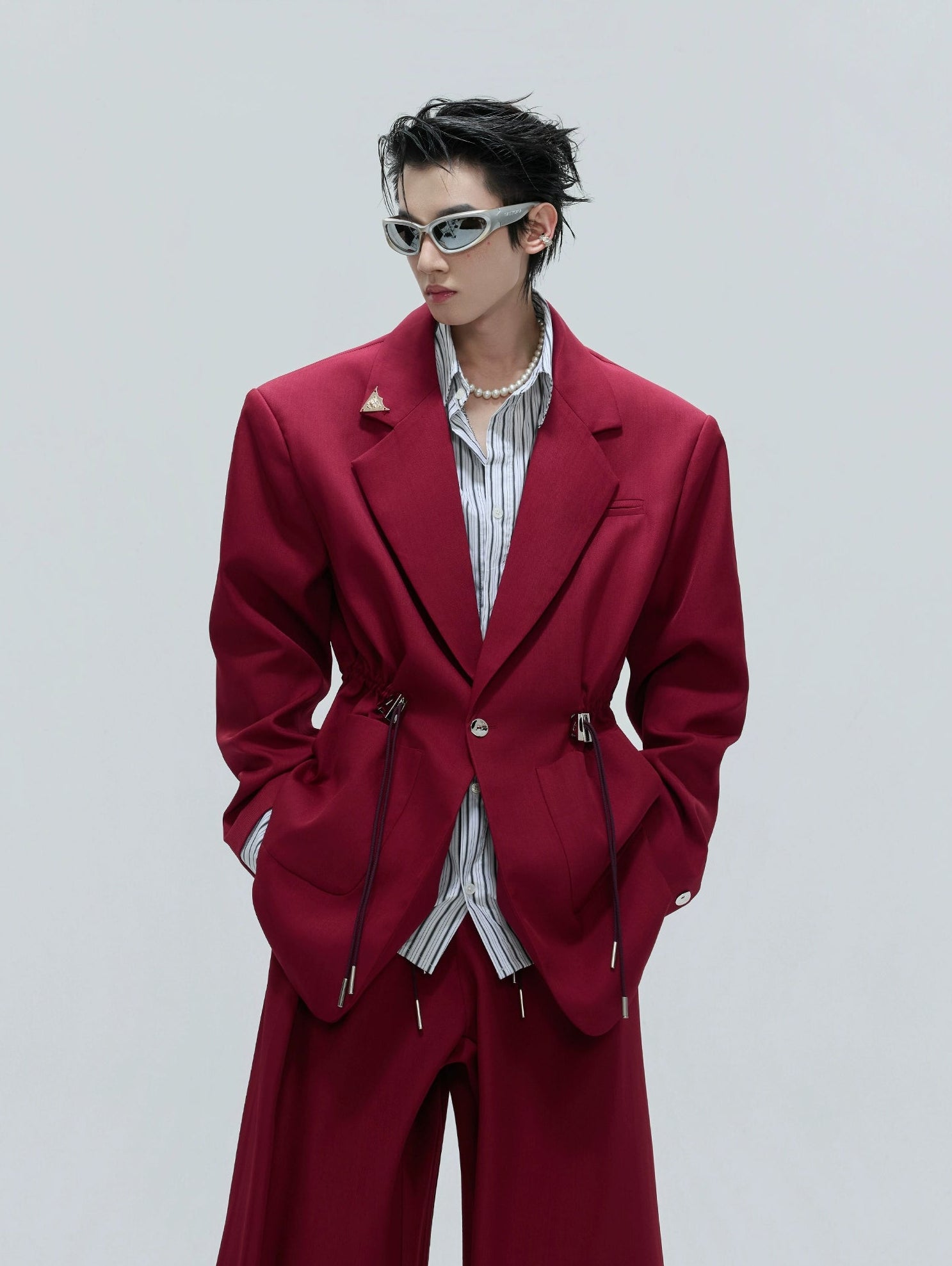 【25s Nov.】Drawstring Waist Padded Shoulder Suit/ Trousers