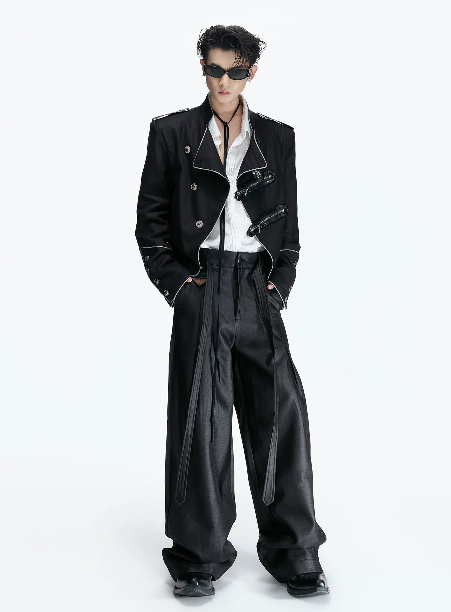 Asymmetric Stand Collar Cropped Jacket