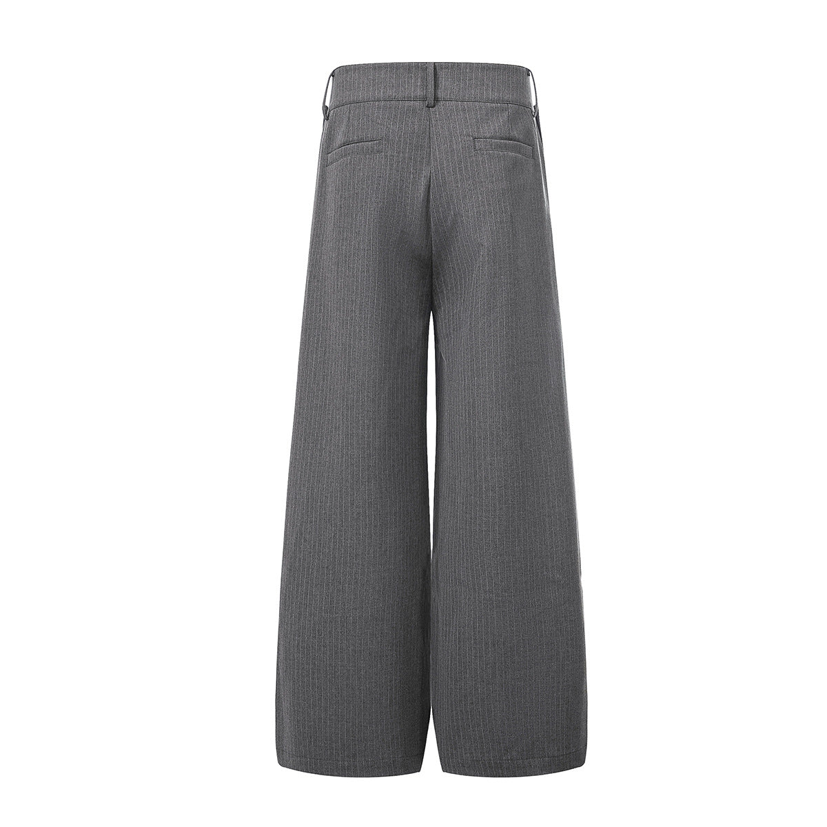 Gray Stripe Pleated Wide Trousers