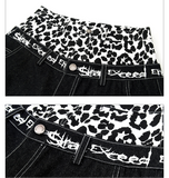 【25s Oct.】Hand-painted Thorn Leopard Print Double Waistband Jeans
