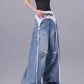 【25s Jul.】Lace Overlay Distressed Blade-Cut Wide Floor Jeans