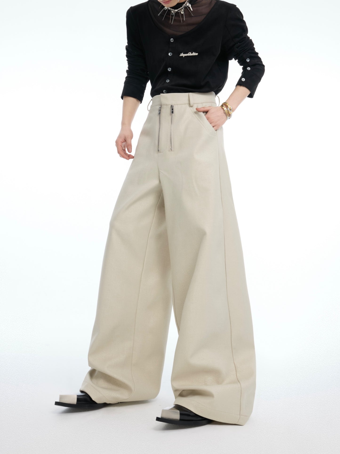 【25s Mar.】Niche Metal Double Zipper Straight Trousers