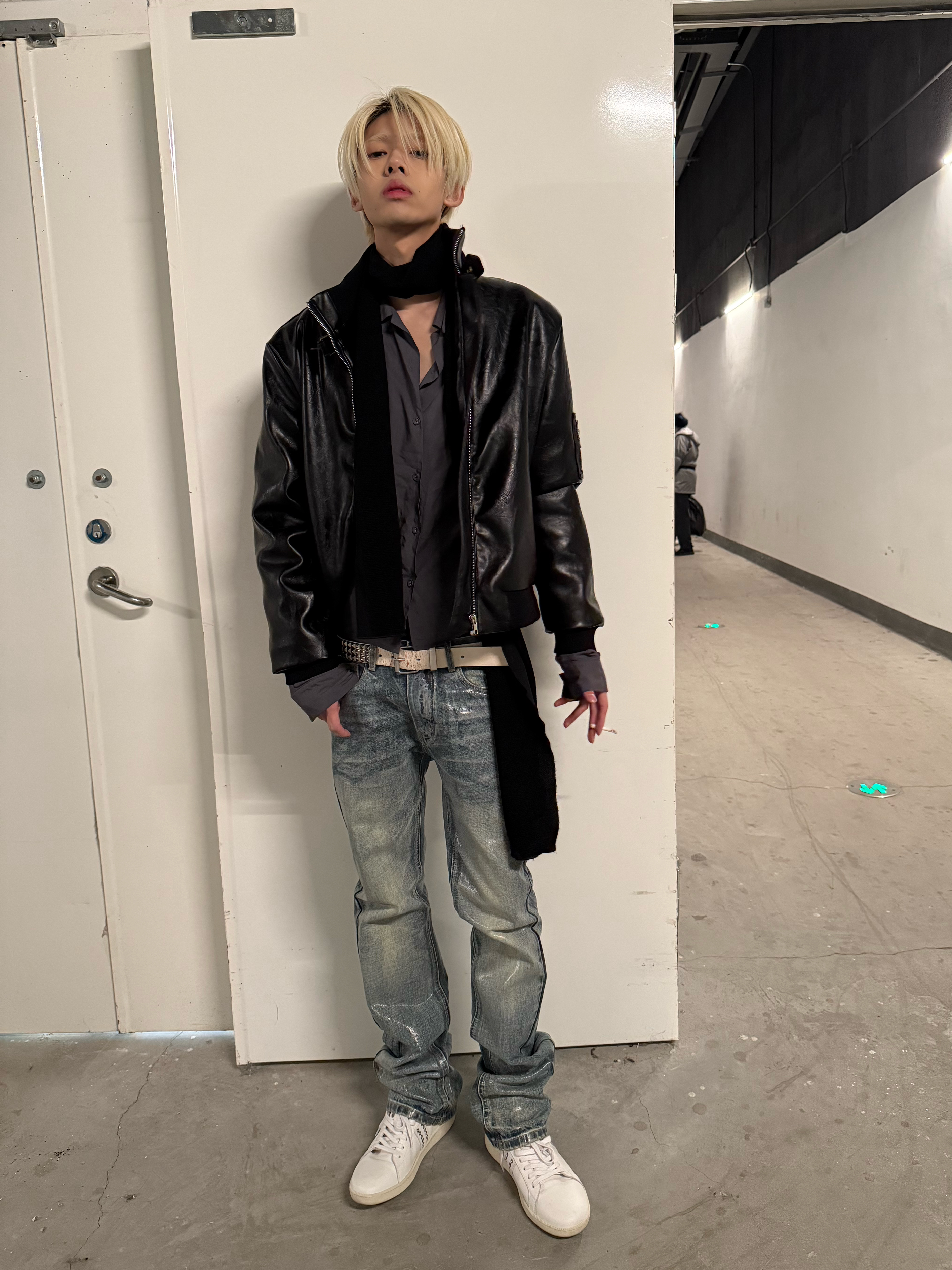 Ice Blue Crack Washed Flared Denim Jeans
