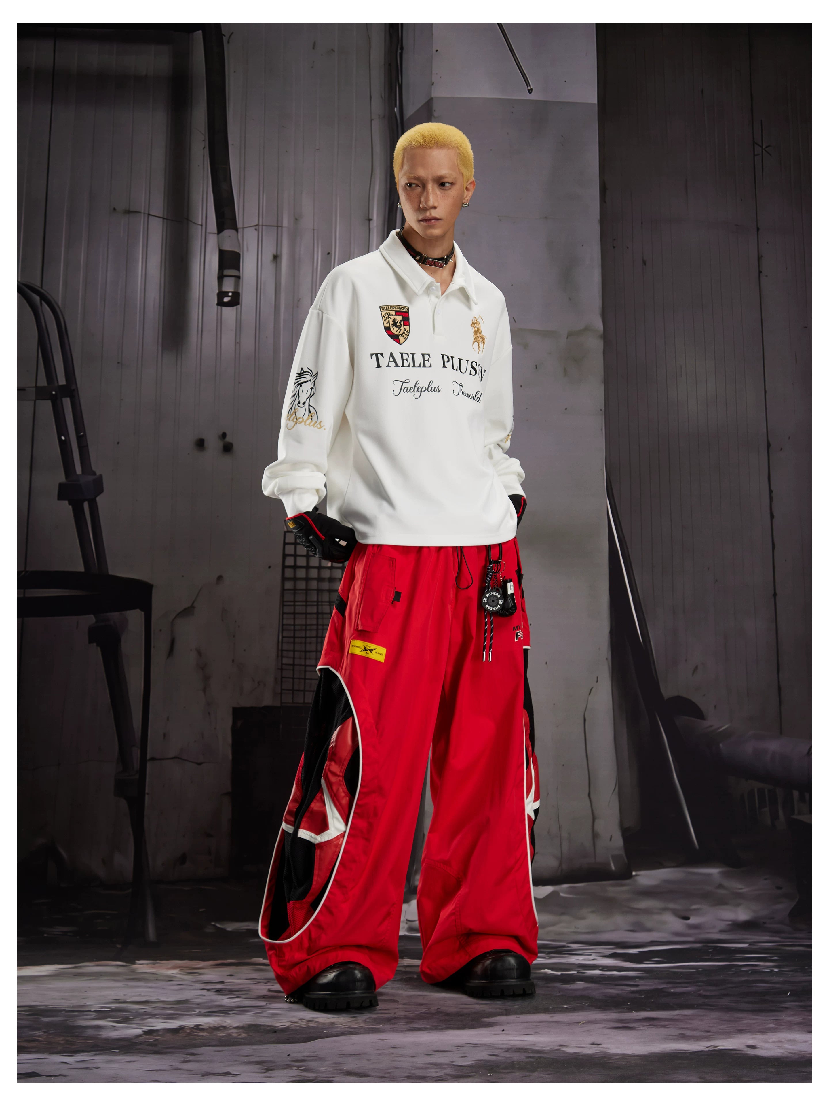 Deconstructed Racing Mesh Leather Pants