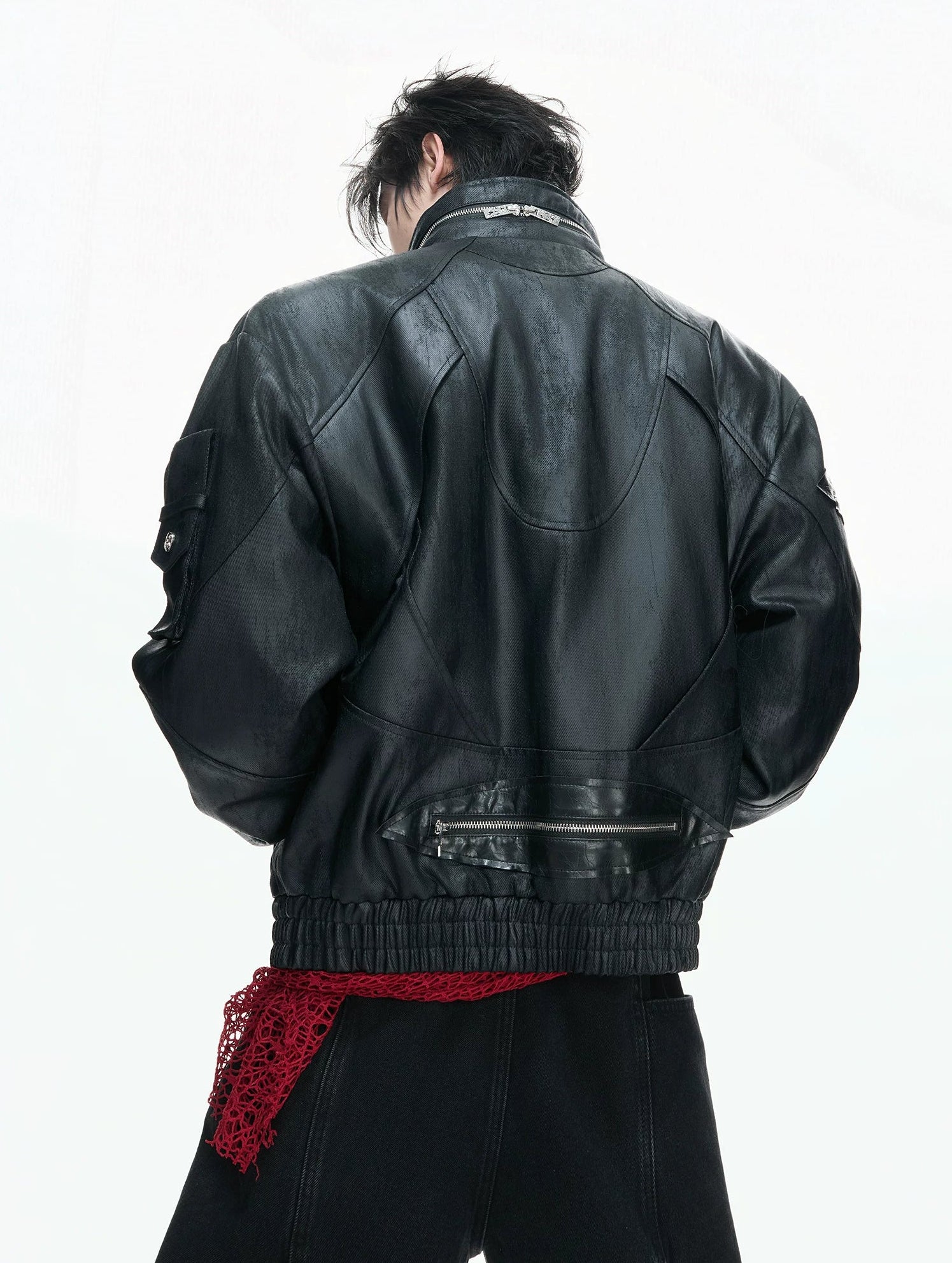 【26s Feb.】Waxed Deconstructed Multi-Zip Stand Collar Leather Jacket