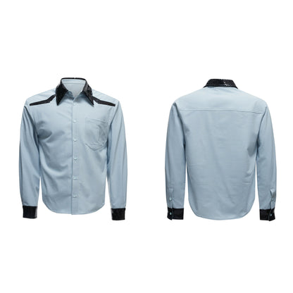 【25s Aug.】Sequined Contrast Lapel Shirt