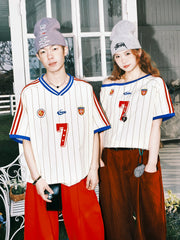 Contrast V-Neck Sports Jersey Tee