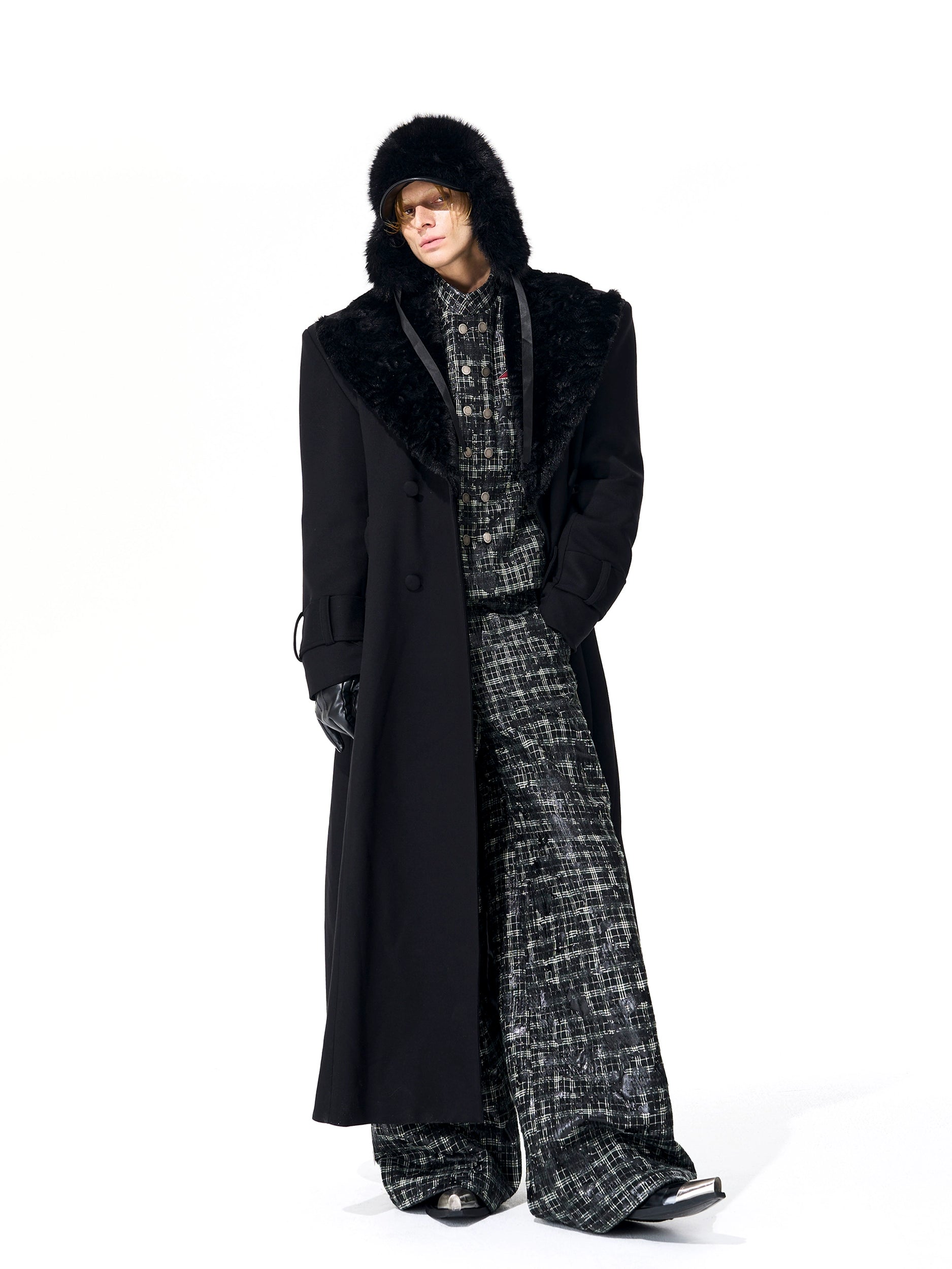 【25s Nov.】Elegant Long Trench Coat with Fur Collar