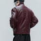 【25s Nov.】Ostrich Leather Aircraft Button Plush Leather Jacket