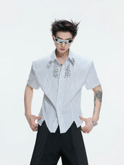 Structured Stand Collar Asymmetric Shirt