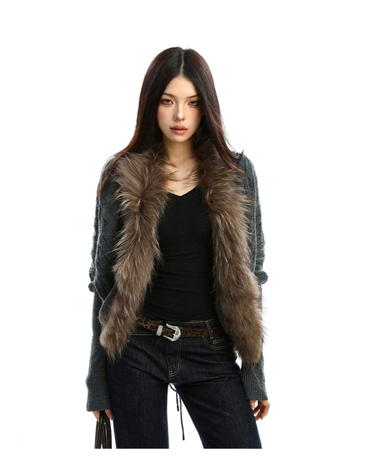 【25s Nov.】Cable Knit Collar Batwing Sleeve Sweater