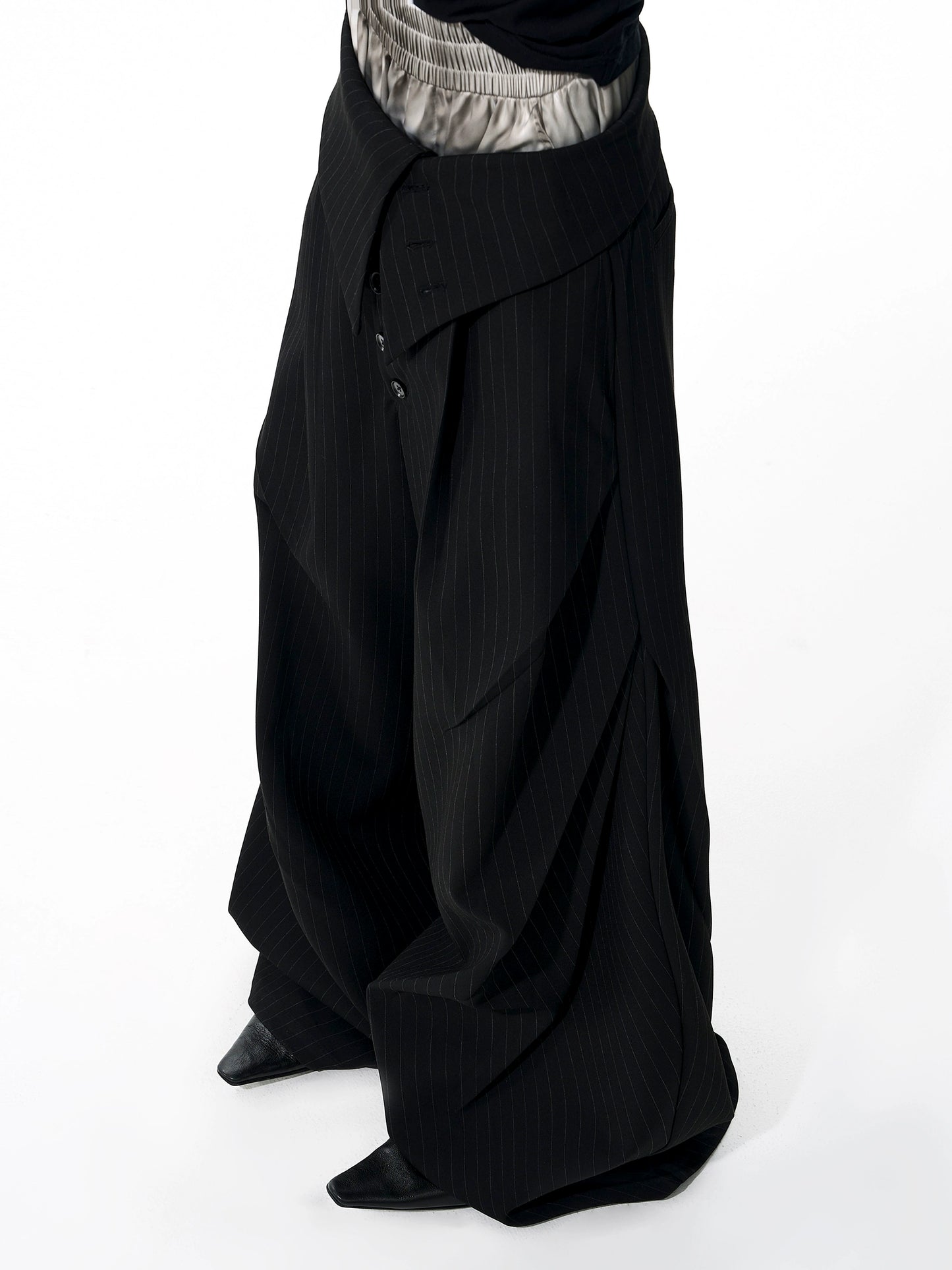 【25s Oct.】Foldable Waistband Vertical Striped Trousers