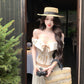 【25s Aug.】Retro Lace-Up Bandeau Vest and Trousers Set