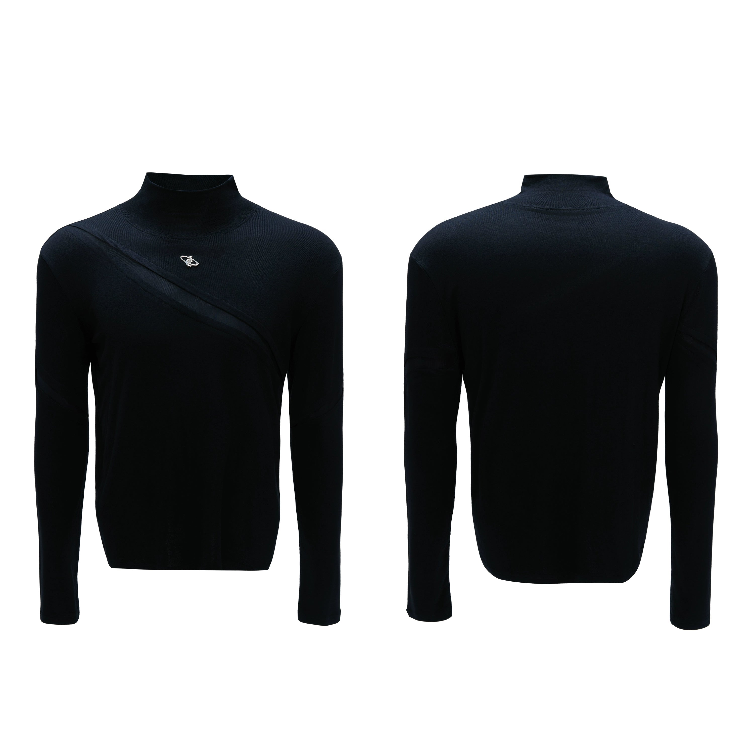 【25s Nov.】High-neck Deconstructed Base Layer High-elastic Metallic T-shirt