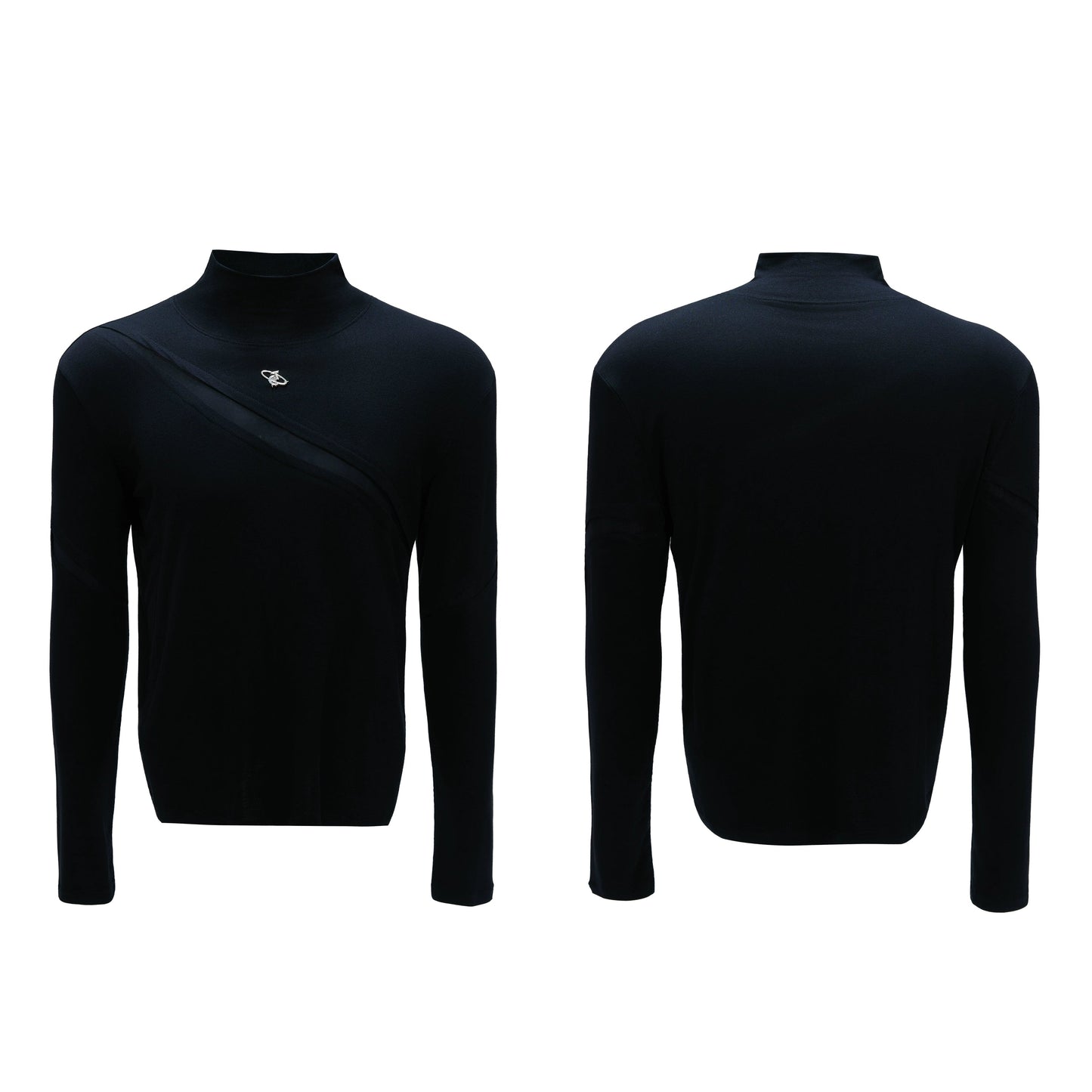 【25s Nov.】High-neck Deconstructed Base Layer High-elastic Metallic T-shirt