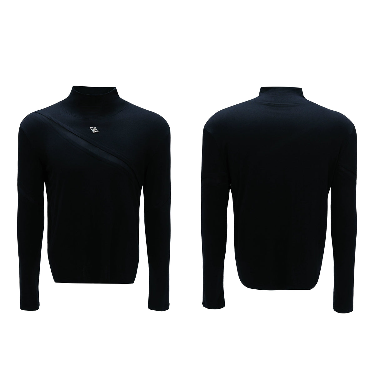 【25s Nov.】High-neck Deconstructed Base Layer High-elastic Metallic T-shirt