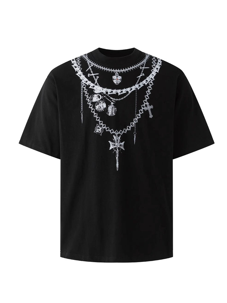 【25s Jul.】Loose Chain Graphic Print Cotton Tee