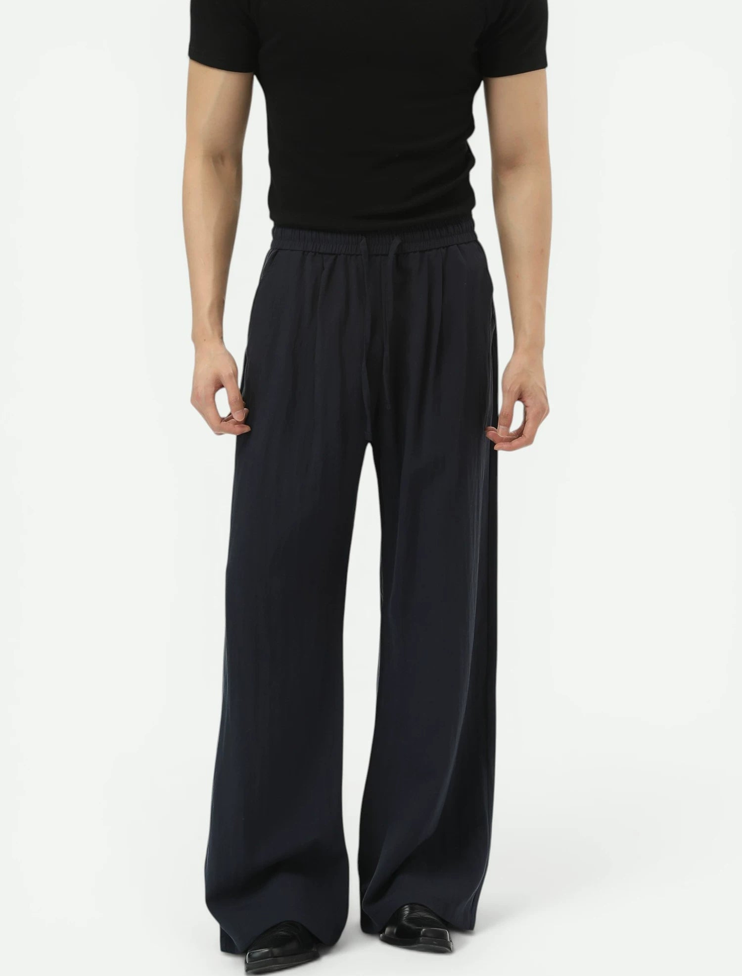 Lyocell Drawstring Wide-Leg Pants