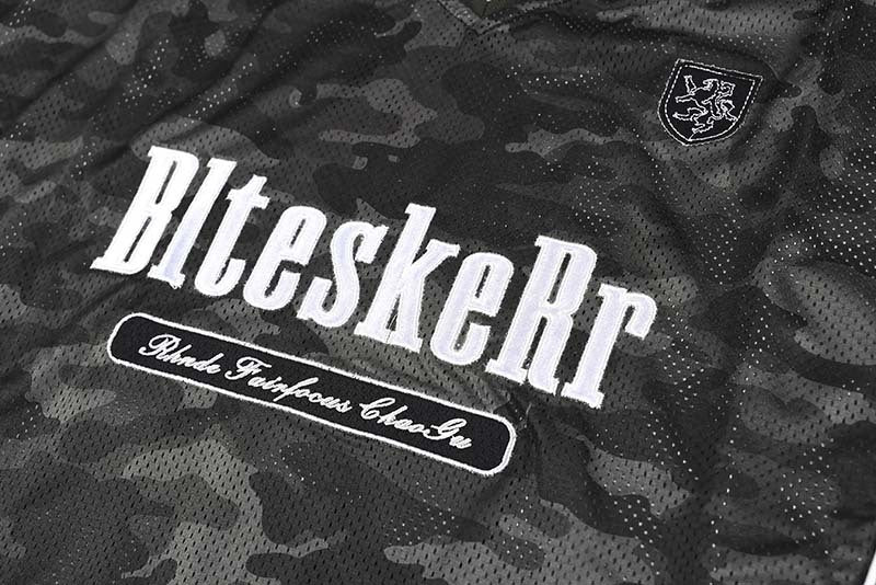 Embroidered Camo Mesh Jersey Tee